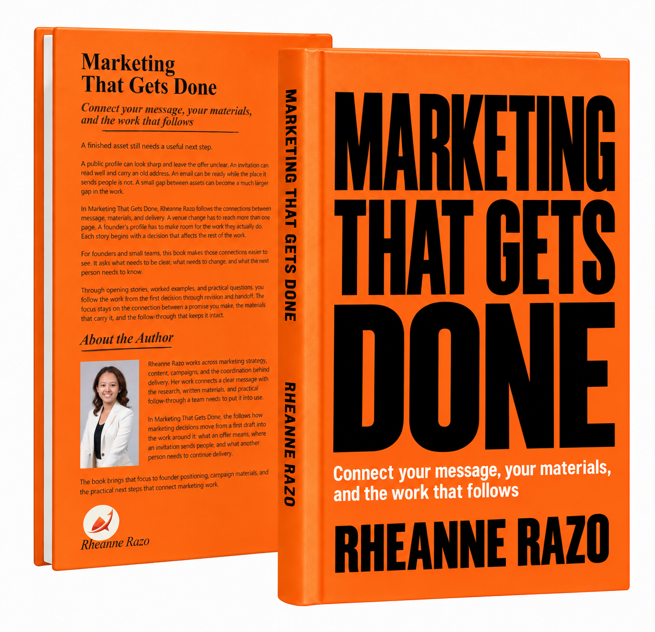 Marketing That Gets Done, 3D front-and-back working cover by Rheanne Razo