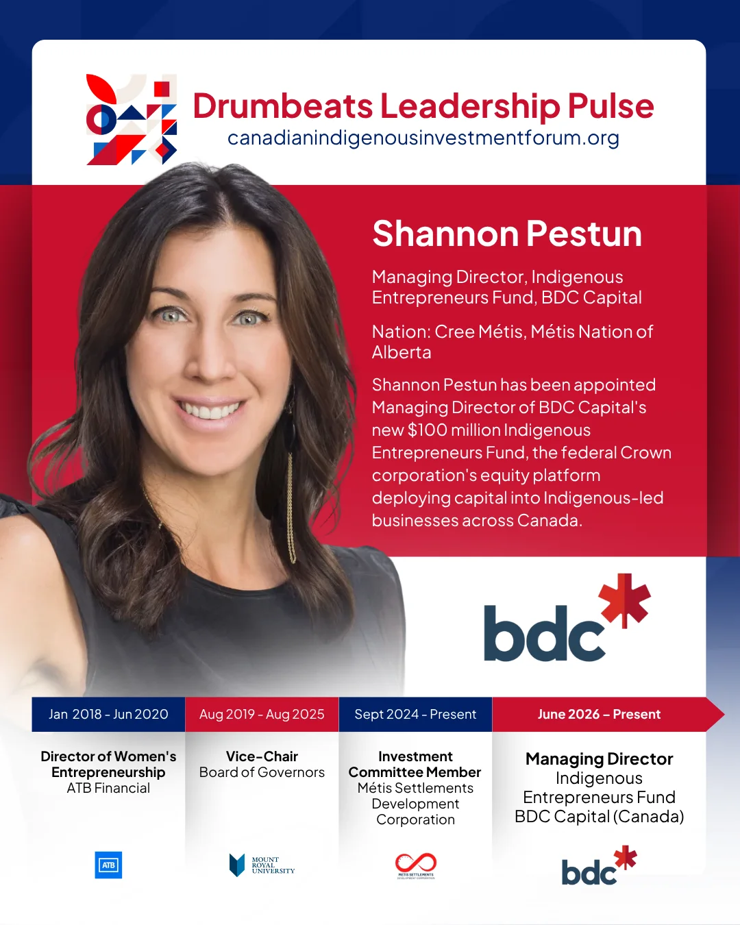 Drumbeats Leadership Pulse campaign graphic featuring Shannon Pestun